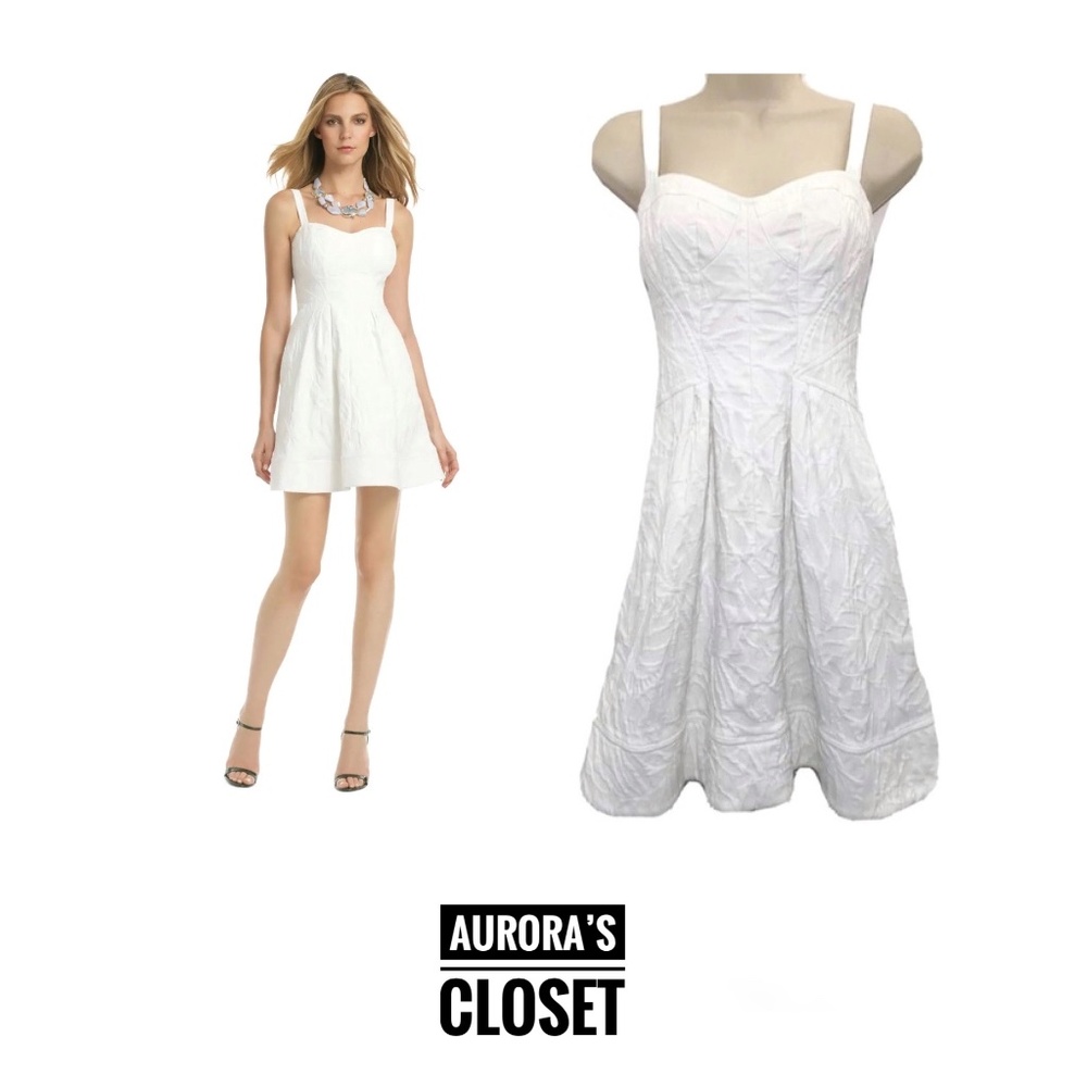 Zac Posen 0 White Jacquard Mini Dress A Line Textured White As Snow $495
